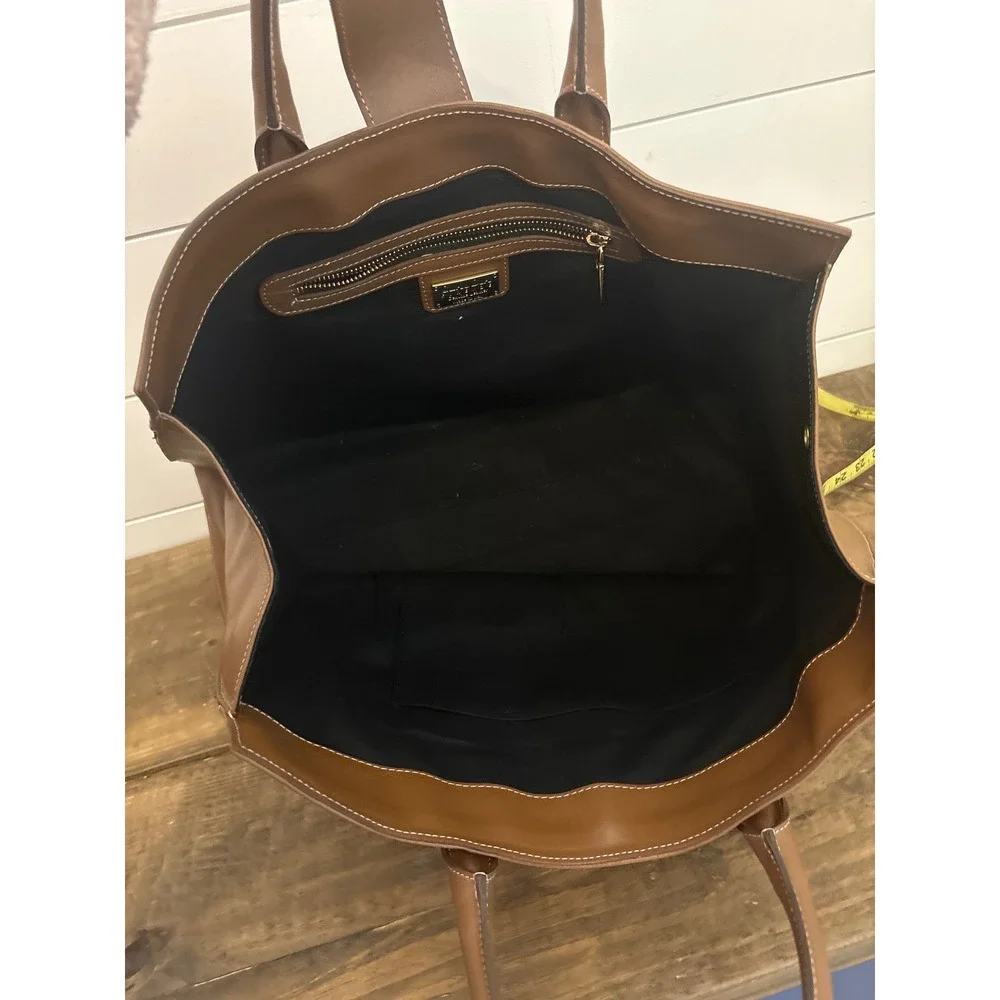 CLAUDIA Firenze made in ITALY Cognac Brown Leather Large Purse Bag Gold Lock